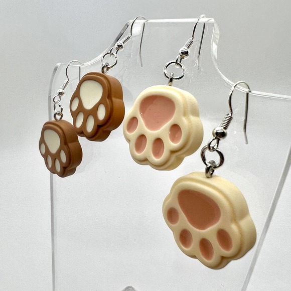 Paw Print Earrings - Puppy Dog Earrings - Cat Earrings - Cottagecore Earrings - Picture 5 of 10